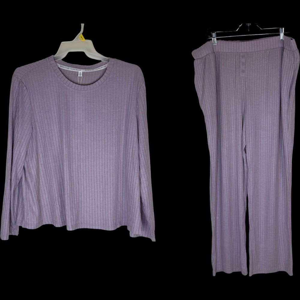 Berkshire Homewear Hacci Lounge Set Womens XL Lilac Purple Ribbed Knit 2pc NWT